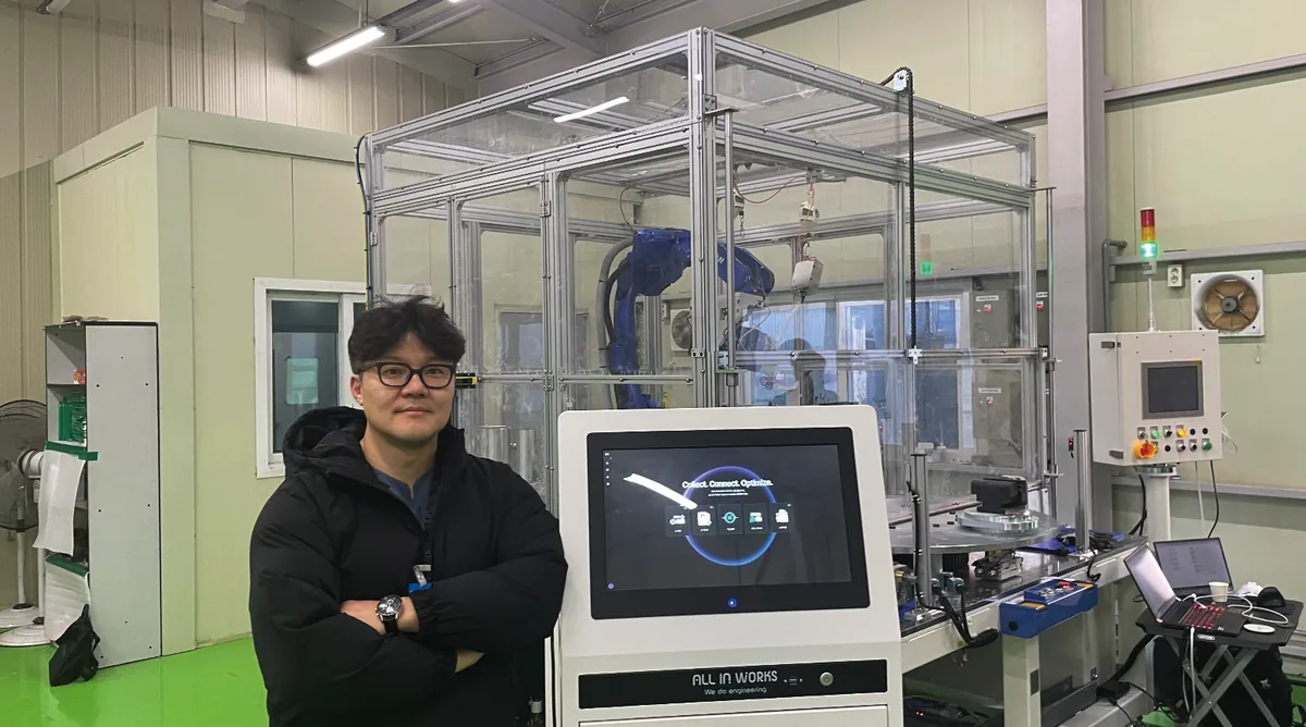 가스터빈 블레이드 사상 자동화 셀과 Hypercanal 운영 화면